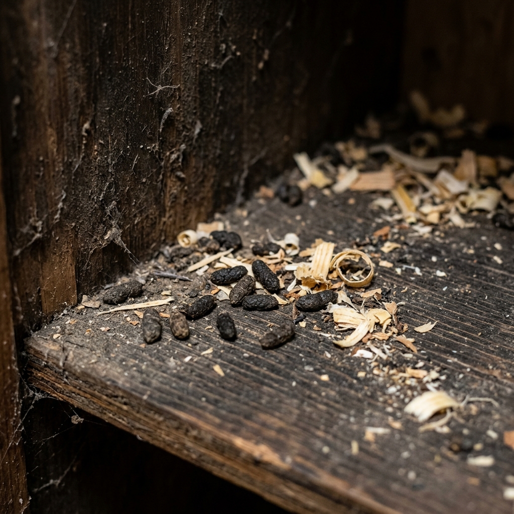 Mice droppings in closet corner